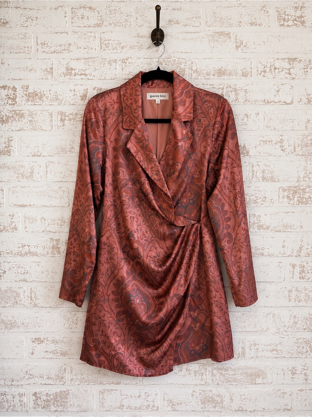 Gianni Bini Rose Copper Paisley Wrap Blazer